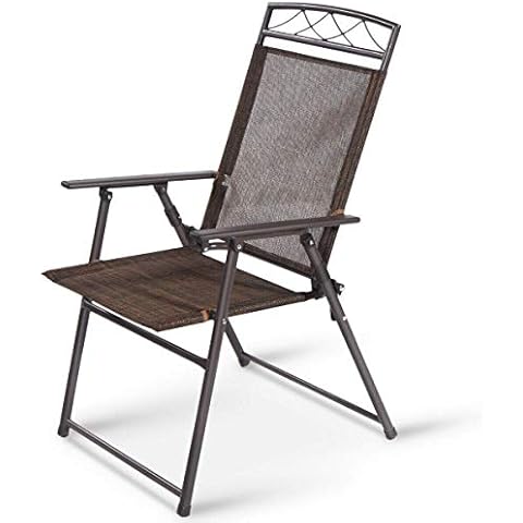 SPSUPE Set of 4 Outdoor Patio Folding Chairs, Steel Camping Chairs, Ideal for Deck, Garden, Pool, Backyard, Coffee Cover