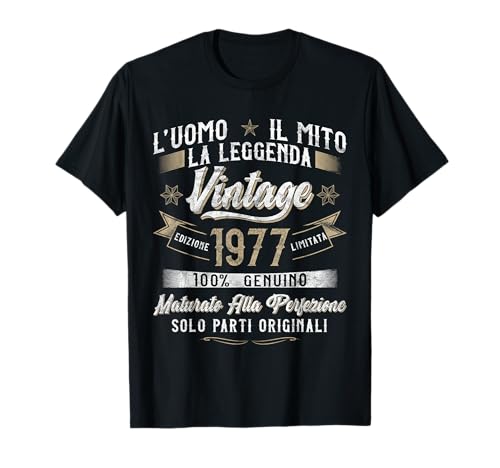 48° Compleanno 48 Anni Compleanno Uomo Vintage 1977 Regalo Maglietta
