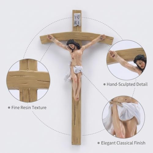 Crucifijo Jesús hecho a mano regalo religioso de mesa católica para familias 4
