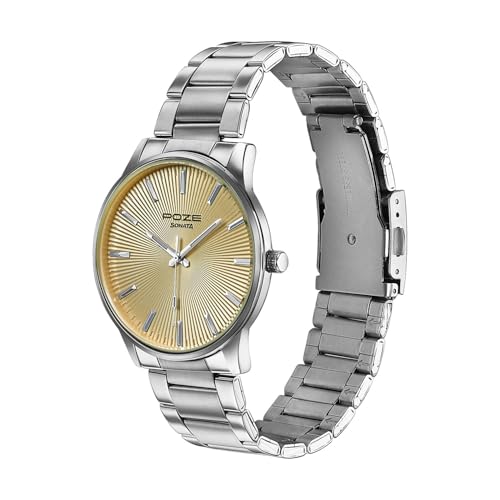 Image of Sonata Poze 8 Quartz Analog with Yellow Dial IPS Stainless Steel Strap Watch for Men - SP70053SM02W