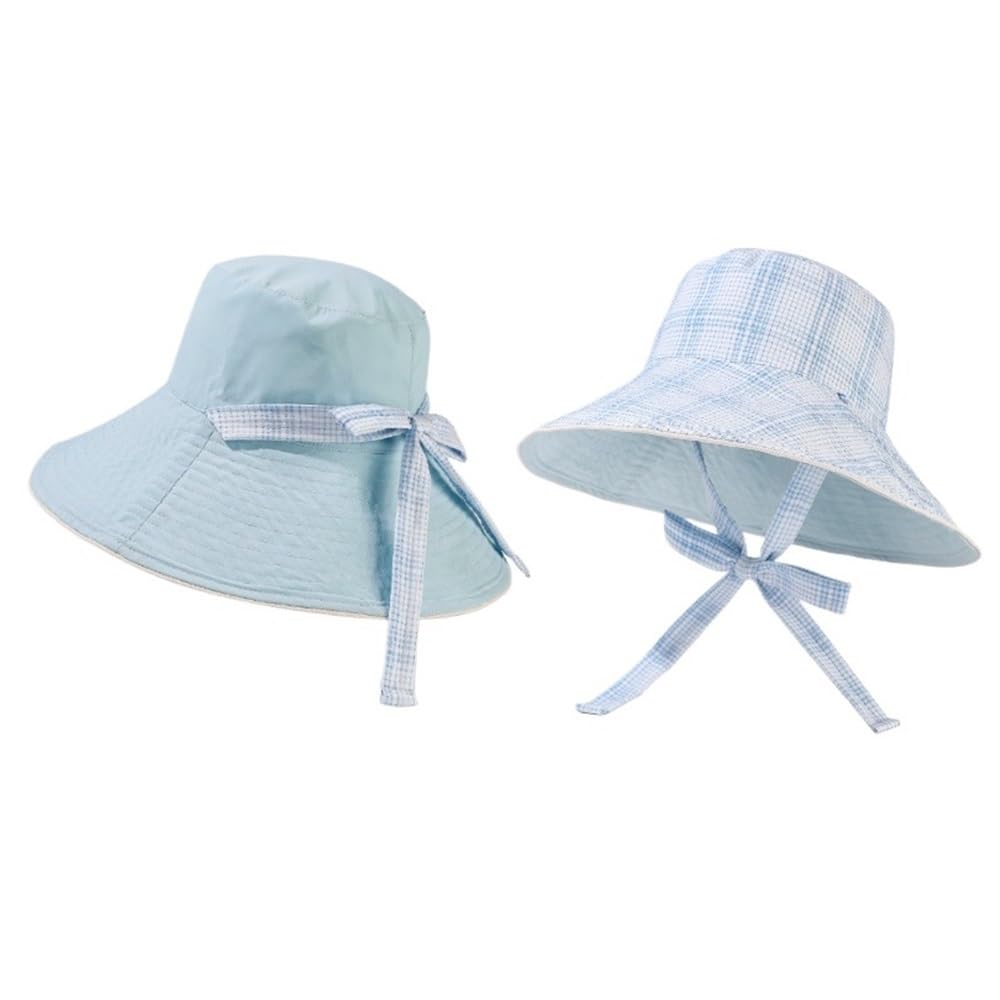 Chapeau de soleil réversible UPF 50+ bleu anti-UV pliable pour femme