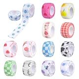 Selbstklebender Verband 12 Stück 2.5cm x 4.5m Selbsthaftende Bandage, Selbsthaftender Verband mit Verschiedene Muster Cohesive Bandages für Verstauchte Oder Geschwollene Finger Knie und Knöchel