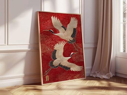 Toile japonaise grue pour habiller un grand mur vide