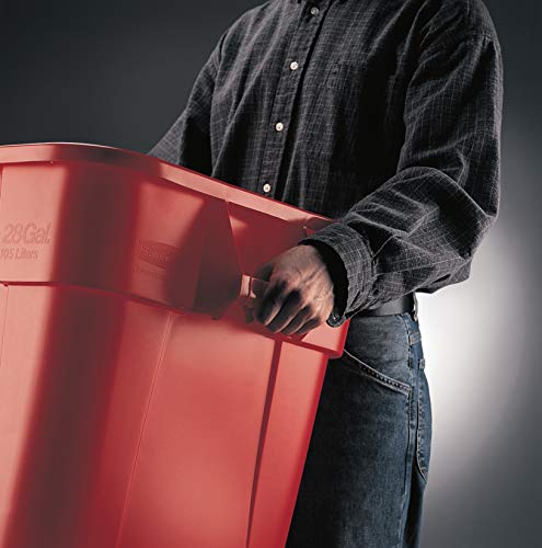 Image of Rubbermaid Commercial Products Square Brute Tote Storage Bin, 28-Gallon, Red, FG352600RED (Pack of 6)