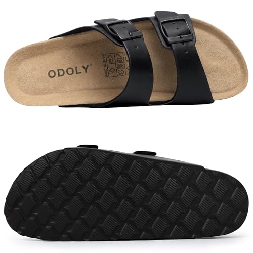 ODOLY Mens Cork Footbed Sandals, Arch Support Slides with Adjustable Buckle by ODOLY - Used condition - Image 8