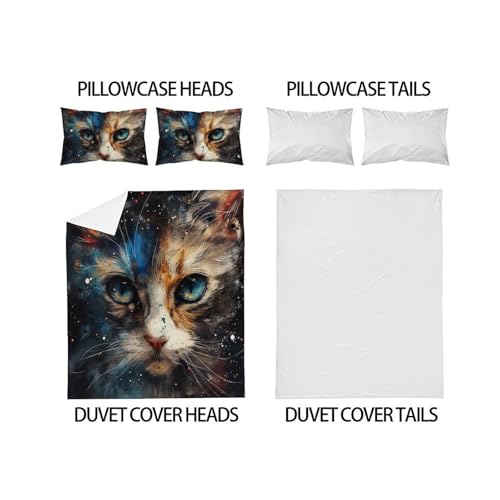 Housse de couette chat lit double microfibre douce pour nuits calmes - 4