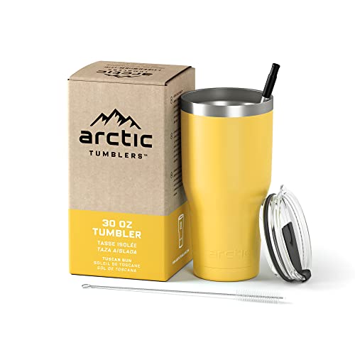 Image of 30 oz Tuscan Sun Insulated Tumbler with Straw & Cleaner - Retains Temperature up to 24hrs - Non-Spill Splash Proof Lid, Double Wall Vacuum Technology, BPA Free & Built to Last