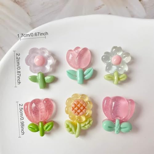Set 6 imanes decorativos de flores para refrigerador miniatura 4