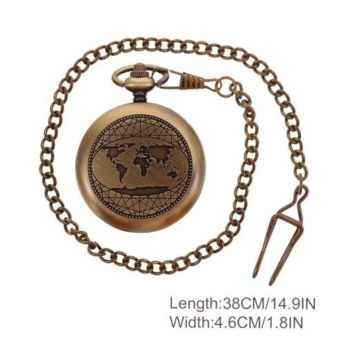 Brújula de bolsillo retro Happyyami con cadena y tapa metálica miniatura 2