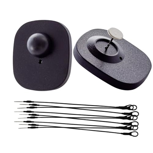 1000 Piece Reusable Clothing Security Tags RF 8.2MHz in Black Retail Anti-Theft Equipment Kit with 1000 Pins, 100 Metal Lanyards Checkpoint Sensors Compatible
