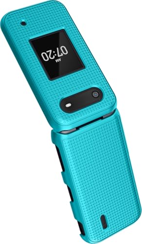 Image of Nakedcellphone Plastic Case for Nokia 2760 2780 Flip Phone, Slim Hard Shell Protector Cover with Grid Texture for Tracfone N139DL, TA-1398, TA-1451, TA-1420 - Teal Aqua Mint | Protective Hard Shell Cover, Satisfying Texture, Matte, For N139DL, TA-1398, TA-1451, TA-1420