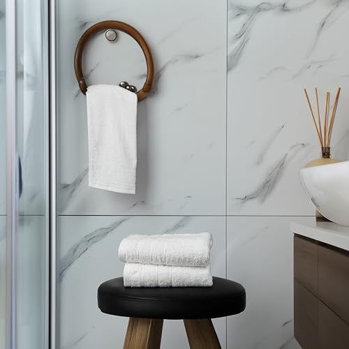 Image of Tens Towels Pack of 6 Hand Towels, 100% Cotton, Lighter Weight, Quick to Dry, 16 x 28 Inches, Super Soft & Absorbent, Perfect for Bathroom & Kitchen, White