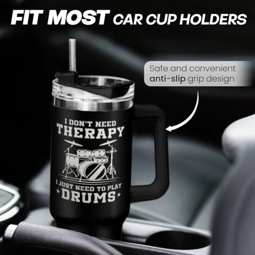 Image of SANDJEST Drummer Gifts for Men, 40oz Stainless Steel Insulated Coffee Tumbler with Lid & Straw, Travel Mug Cup Gift for Drummers, Christmas Birthday