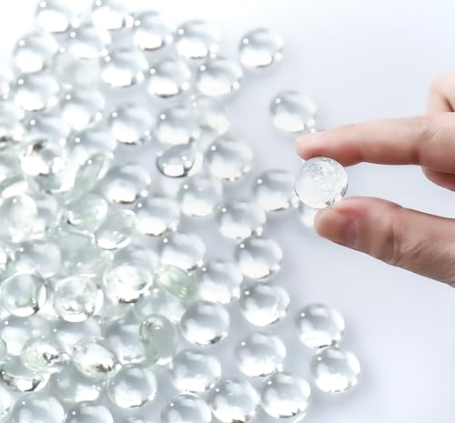 Image of CYS EXCEL Clear Glass Gemstone Beads Vase Fillers (1 LB) Flat Marble Beads Multiple Color Choices Aquarium Decor Rocks Floral Stones Decorative Mosaic Gem Pebbles (Approx. 85-100 PCS)