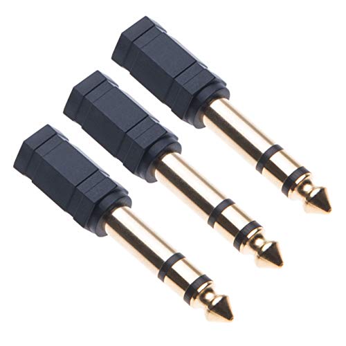 Keple 6.35 to 3.5 Headphone Adaptor Stereo Earphone Audio Plug Adapter AUX Mini Jack to Jack Converter for Headphones Earphones Guitar Amp (6,35mm 1/4 Male to 3,5mm 1/8 Female) 3 Pack