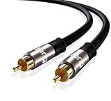 IBRA® Cable de Audio RCA para Subwoofer de doble blindaje y conectores enchapados en oro - 3 metros/Gun