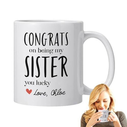 Taza de café de cerámica, taza de cerámica – Congratulations Sister Cup Winner | Congratulations Being My Sister Birthday Christmas Cup for Women Sister Bride