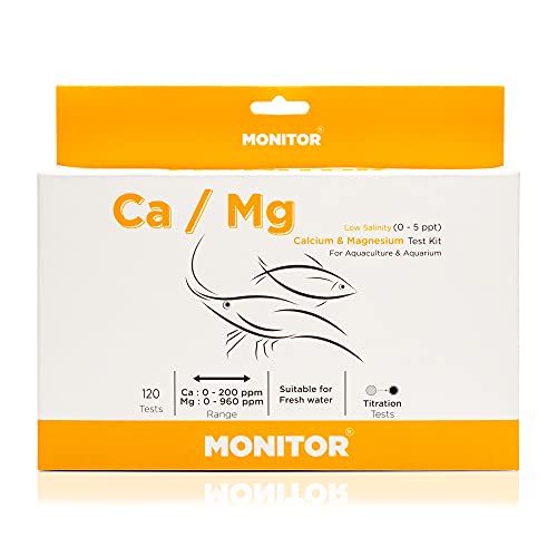 Monitor Calcium/Magnesium Low Salinity (0-5 PPT) Test KIT (120 Tests) - Monitor Aquarium and...