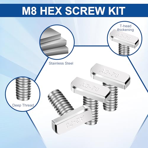 12 Stück Hammerkopfschrauben m8x20 Edelstahl A2-70, Hammerkopfschraube mit Sperrzahnmuttern Flanschmuttern M8 Schrauben für PV Solar Montageschienen Gewächshaus und Photovoltaik