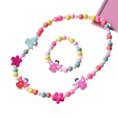 Kids/Toddlers/Girls Wooden Beads Handmade Necklace & Bracelet Jewelry Sets (1 Necklace & 1 Bracelet) : Kids Princess Jewelry Set