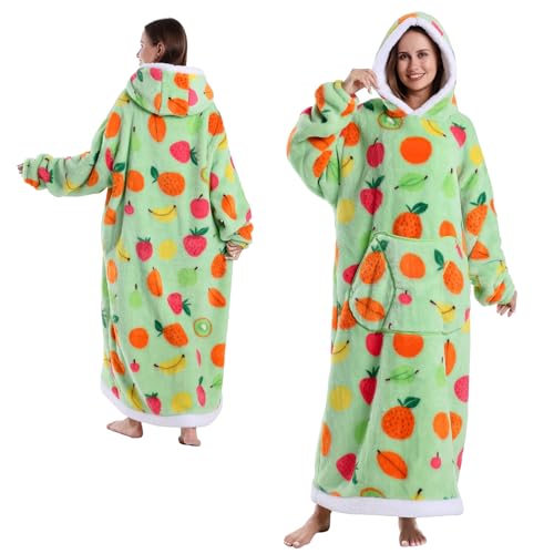 GoodtoU Wearable Blanket Hoodie for Women - Oversized Hooded Blanket for Adults Sweatshirt Warm and Cozy Christmas Birthday Gifts for Mom Adults Extra Long Fruit