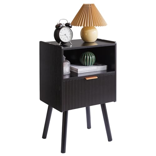 Aibiju �T�C�h�e�[�u�� �x�b�h�T�C�h�e�[�u�� �����o���t�� �ؖ� �x�b�h���I �x�b�h�T�C�h���[ ��40���s��30����65cm �T�C�h�`�F�X�g �Q���I �g�ݗ��ĊȒP �u���b�N YD-TM061B