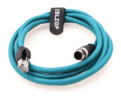 ZBLZGP Industrial Camera Ethernet M12 8 Pole A-Code RJ45 Ethernet Cat-6 Shielded Cable for Cognex DMR200 500 ISM1400 (2M)