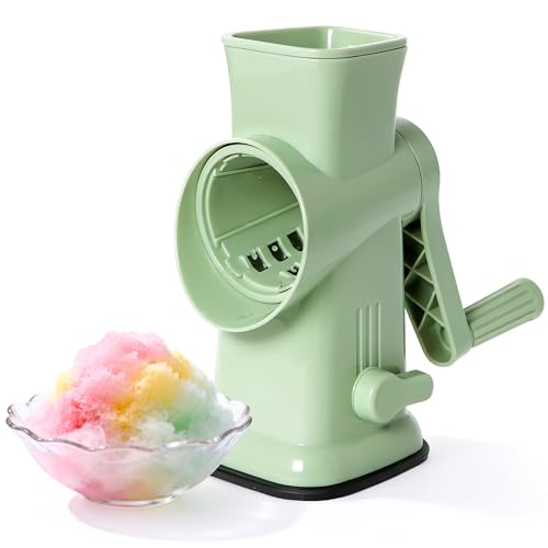 Image of Rotary Ice Shaver Manual - Stainless Steel Blade, Quick Labor-Saving Handle, Safe Stable Suction Base, Home Using Snow Cone Maker Machine for All Ice Cubes