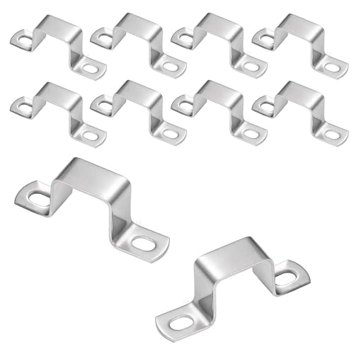 MUNTE 10 Pezzi Fascette Stringitubo Quadrata Argento, Staffe a U in Acciaio Inossidabile, Morsetto Quadrato 25 mm x 25 mm, per Il Fissaggio di Tubi Dell'acqua e Del Gas