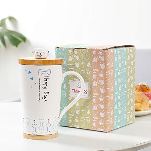TEANAGOO Porcelain Tea Cup with Filter and Lid, 18 OZ, Feather, M58-8 Dom Dad Women Travel Teaware with Infuser, Steeper Maker, tea mug with infuser and lid and handle diffuser, brewing, brewer - Thumbnail 5