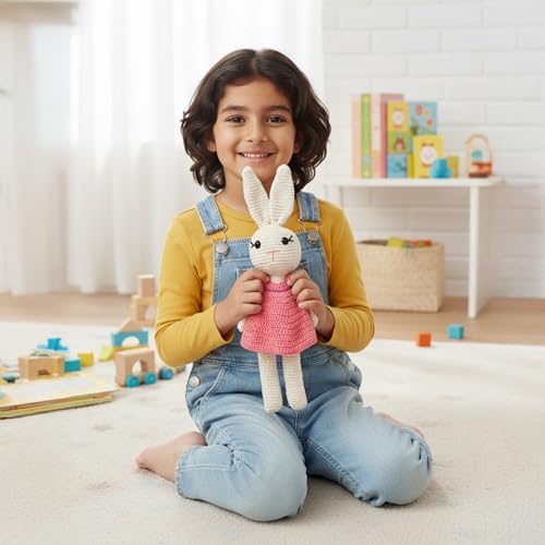 Image of LITTLE GINNIE Bunny Crochet Toy for Babies | Handmade & Washable Crochet Doll for Girls & Boys | Ideal for Birthday & Return Gift for 6+ Months