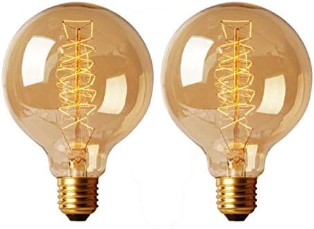 CTKcom G30 Edison Globe Bulbs (2 Pack)- G95 E27 Antique Incandescent Bulb 40W Equivalent Warm White Lamps,Spiral Tungsten,for Loft Coffee Bar Restaurant Kitchen Lights