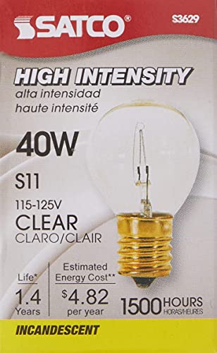 Satco S3629 Intermediate Base 40-Watt S11 Light Bulb, Clear, 1 Count (Pack Of 1) #TOP2