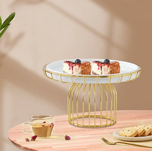 Image of Metal Round Cupcake Stand White and Gold Multipurpose Serving Stand Perfect for Weeding, Birthday Party