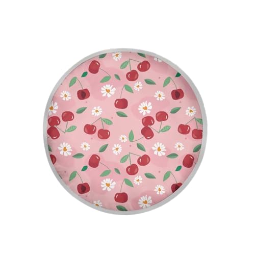 Image of Cherry Print Steering Wheel Cover Protector Block UV Rays Cool Anti Heat Automotive Steering Wheel Heat Shield Cover Car Interior Accessories for Car Truck SUV