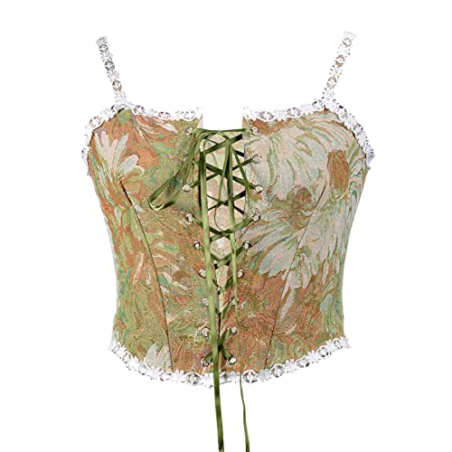 Corset médiéval pour femme à lacets et bretelles spaghetti pour tenue de festival