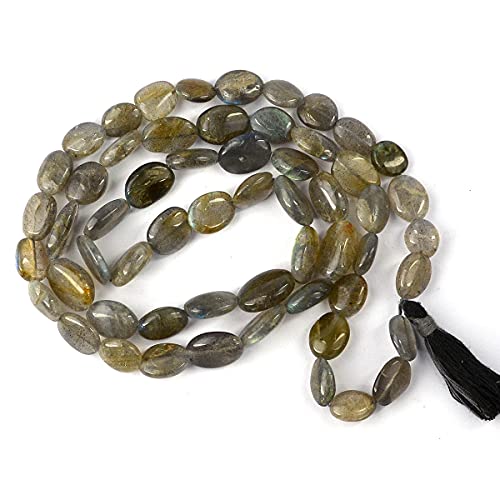 Image of Reiki Crystal Products Natural Oval Crystal Beads Mala Necklace Collection for Men & Women, Reiki Energized Gemstone Jewellery for Meditation, Mindful Living, Spiritual Decor & Everyday Fashion Styling