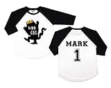 Wild One, Personalized First Birthday T-Shirt, Cake Smash, Custom 1st Birthday Bodysuit, Unisex. (Raglan Black, 12M T-Shirt)