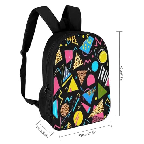 Multifunction Backpack for Adult, Lightweight Geometric Checkered Zebra Tiger Leopard Print Retro 80s 90s Black Backpacks, Bookbag with Adjustable Shoulder Strap2