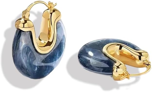 Gold Hoop Earrings For Women Trendy,Chunky/Big/Thin/Medium/Oval/Thick/Twist Multi-Colored Zirconia Dangle Huggie Rainbow CZ Hoops Lightweight,Amber Resin Hoops,Birhtday Fashion Jewelry Gift.