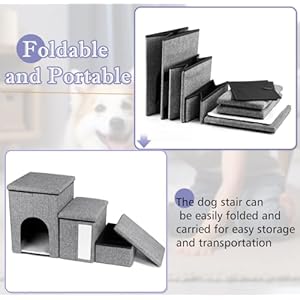 Dog-Stairs-Flymer-Dog-Ramp-for-Bed-and-Couch-with-Storage-and-Condo-Foldable-3-Steps-Pet-Stairs-for-Small-Dogs-and-Cats - Cucciolini Doodles   Dog-Stairs-Flymer-Dog-Ramp-for-Bed-and-Couch-with-Storage-and-Condo-Foldable-3-Steps-Pet-Stairs-for-Small-Dogs-and-Cats