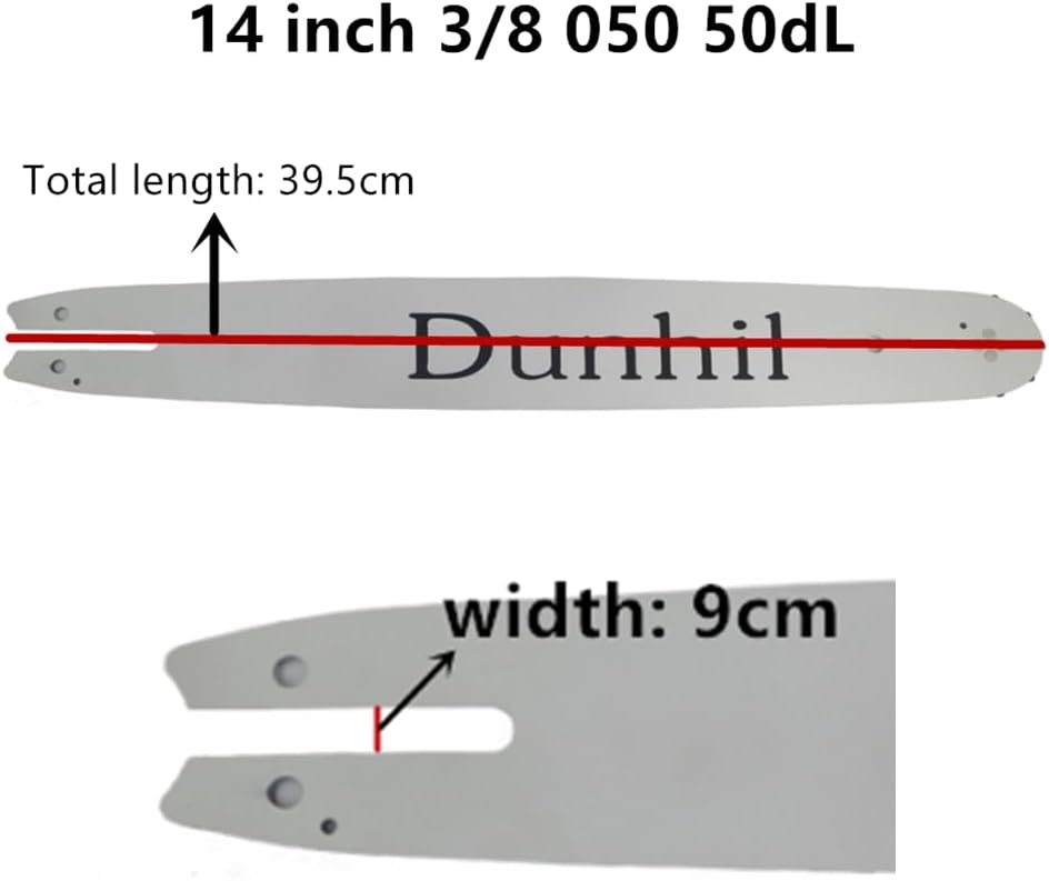 Dunhil 2 Pack 14 inch 3/8", .050", 50dl Chainsaw Chains & 1 Guide Bar for stihl ms170 bar and chains, for Mcculloch Eager Beaver 12ES 14ES 16ES 250, for Remington 075475 075481 075762