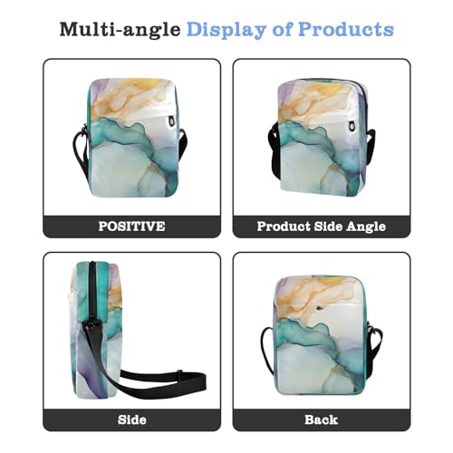 Crossbody Bag Green Purple Gold Marble Messenger Bag for Women Men Purse Shoulder Bag Satchel Bag with Adjustable Strap 214A46764