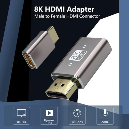 Image of RODMED 8K HDMI 2.1 Extender Adapter, 90 Degree Upward Angle Male to Female HDMI Adapter Extender Compatible with TV, Ro-ku, Firestick, Chrome-cast, Switch, Laptop, PC (Flat Shape)