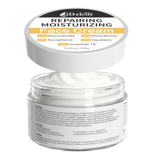 Moisturizer Cream Face Cream with 4% Niacinamide, 3% Tocopherol, Ceramides Boosts Skin Barrier for All Skin Types (3.53oz/100g)
