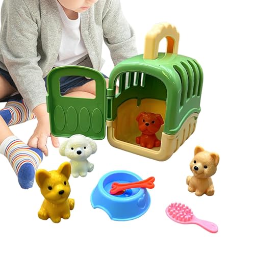 Hundepflege Playset - 8pcs Haustierkäfig Pretend Spielzeug-Set, Haustier Care Cage Playset | Pädagogische Tierpflege Spielzeuge, interaktives Lernen, Rollenspiele Hundepflege-Set, Spielen Tierarzt