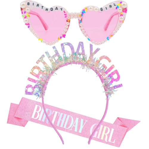 Colourful Headband Birthday Girls Glasses Sash Tiara Crown for Women
