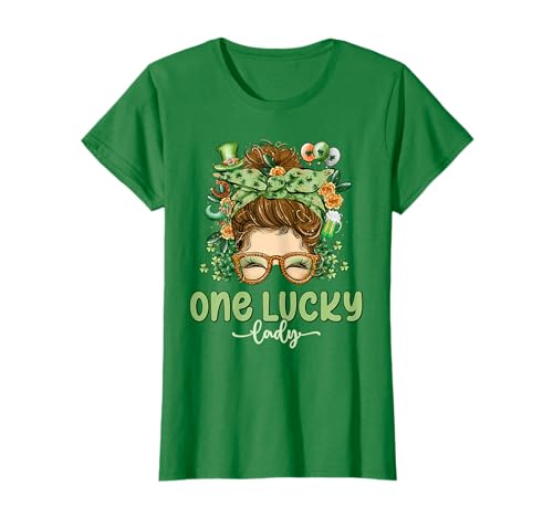 One Lucky Lady Día de San Patricio 2025 Verde Mujer Saint Paddys Camiseta