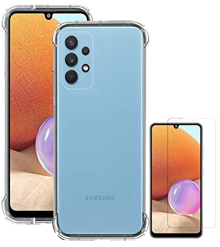 Image of Soft Flexible Silicone Back Cover (Samsung Galaxy A32 5G, Transparent Case + Screen Guard)