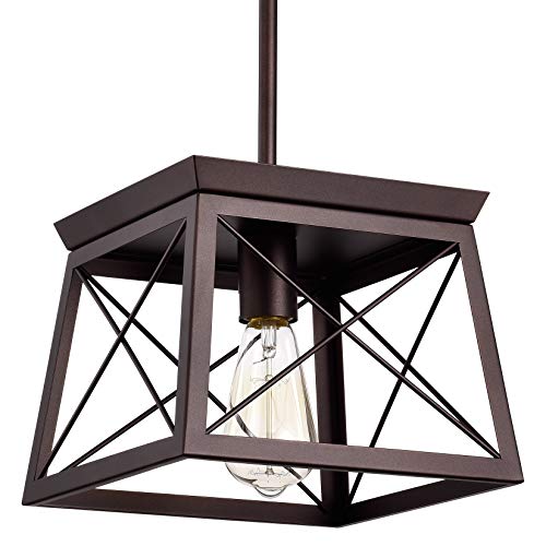 ACLand Pendant Light Fixture 1-Light Ceiling Hanging Lamps for Farmhouse Indoor Kitchen Island Dining Living Room Bar, Oil Rubbed Bronze